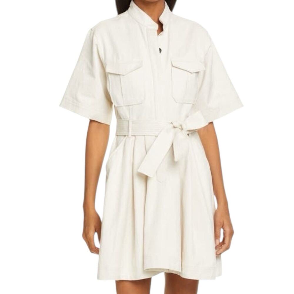 A.L.C. Bryn Cotton-Linen Shirt Dress Ecru Size 8